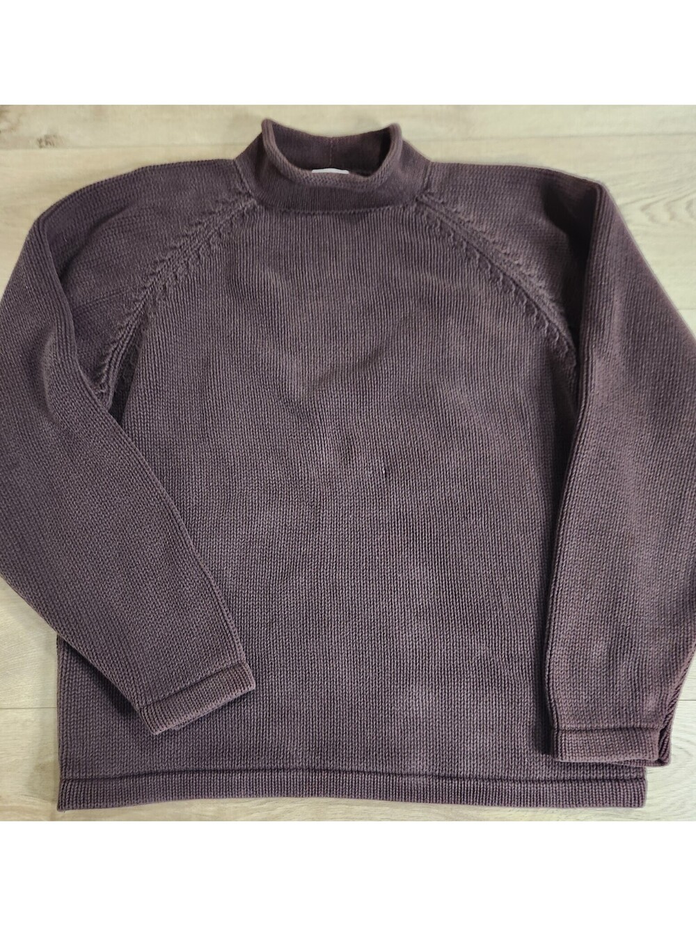 VTG J Crew Sweater Mens Brown Roll Neck Cotton Fisherman Heavyweight Sz M Preppy